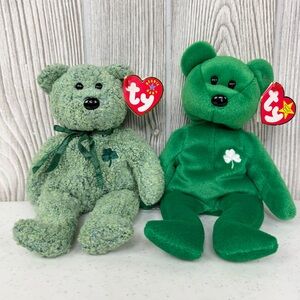 TY Beanie Babies St Patrick’s Lucky Bears Erin 1997 & Shamrock 2000 LOT OF 2 NEW
